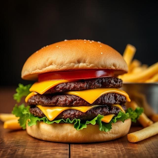 Double Cheeseburger Six Ounces Coffee
